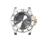 GMVGKLCPCF Caja de reloj for borde dorado 40 mm, cristal zafiro y lupa for fecha, acero inoxidable 316L, accesorios actualización for compatibles for movimiento NH35/NH36(NO5 ceramic bezel)