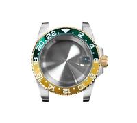 GMVGKLCPCF Caja de reloj for borde dorado 40 mm, cristal zafiro y lupa for fecha, acero inoxidable 316L, accesorios actualización for compatibles for movimiento NH35/NH36(NO11 aluminum bezel)