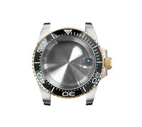 GMVGKLCPCF Caja de reloj for borde dorado 40 mm, cristal zafiro y lupa for fecha, acero inoxidable 316L, accesorios actualización for compatibles for movimiento NH35/NH36(NO20 ceramic bezel)