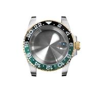 GMVGKLCPCF Caja de reloj for borde dorado 40 mm, cristal zafiro y lupa for fecha, acero inoxidable 316L, accesorios actualización for compatibles for movimiento NH35/NH36(NO12 ceramic bezel)
