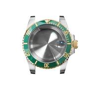 GMVGKLCPCF Caja de reloj for borde dorado 40 mm, cristal zafiro y lupa for fecha, acero inoxidable 316L, accesorios actualización for compatibles for movimiento NH35/NH36(NO2 ceramic bezel)