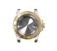 GMVGKLCPCF Caja de reloj for borde dorado 40 mm, cristal zafiro y lupa for fecha, acero inoxidable 316L, accesorios actualización for compatibles for movimiento NH35/NH36(NO15 aluminum bezel)