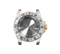 GMVGKLCPCF Caja de reloj for borde dorado 40 mm, cristal zafiro y lupa for fecha, acero inoxidable 316L, accesorios actualización for compatibles for movimiento NH35/NH36(NO21 aluminum bezel)
