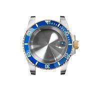 GMVGKLCPCF Caja de reloj for borde dorado 40 mm, cristal zafiro y lupa for fecha, acero inoxidable 316L, accesorios actualización for compatibles for movimiento NH35/NH36(NO4 ceramic bezel)