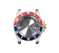 GMVGKLCPCF Caja de reloj for borde dorado 40 mm, cristal zafiro y lupa for fecha, acero inoxidable 316L, accesorios actualización for compatibles for movimiento NH35/NH36(NO24 aluminum bezel)