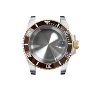 GMVGKLCPCF Caja de reloj for borde dorado 40 mm, cristal zafiro y lupa for fecha, acero inoxidable 316L, accesorios actualización for compatibles for movimiento NH35/NH36(NO1 ceramic bezel)
