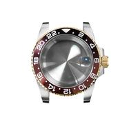 GMVGKLCPCF Caja de reloj for borde dorado 40 mm, cristal zafiro y lupa for fecha, acero inoxidable 316L, accesorios actualización for compatibles for movimiento NH35/NH36(NO14 aluminum bezel)