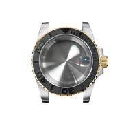 GMVGKLCPCF Caja de reloj for borde dorado 40 mm, cristal zafiro y lupa for fecha, acero inoxidable 316L, accesorios actualización for compatibles for movimiento NH35/NH36(NO17 ceramic bezel)