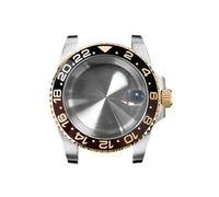 GMVGKLCPCF Caja de reloj for borde dorado 40 mm, cristal zafiro y lupa for fecha, acero inoxidable 316L, accesorios actualización for compatibles for movimiento NH35/NH36(NO13 ceramic bezel)