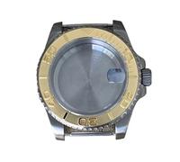 GMVGKLCPCF Caja de reloj retro 40 mm, caja titanio for lupa zafiro, accesorios conversión aptos for movimiento NH34/NH35/NH36(Gold)