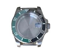 GMVGKLCPCF Caja de reloj retro 40 mm, caja titanio for lupa zafiro, accesorios conversión aptos for movimiento NH34/NH35/NH36(SUB black green)