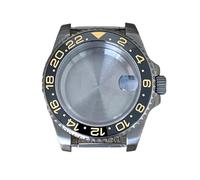 GMVGKLCPCF Caja de reloj retro 40 mm, caja titanio for lupa zafiro, accesorios conversión aptos for movimiento NH34/NH35/NH36(GMT black gold)