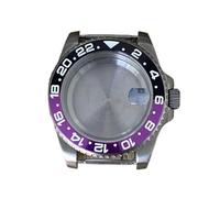 GMVGKLCPCF Caja de reloj retro 40 mm, caja titanio for lupa zafiro, accesorios conversión aptos for movimiento NH34/NH35/NH36(Black purple)