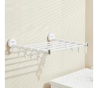 GMVVAC Perchero Plegable Perchero de Ventosa con 10 Ganchos Secador de Toallas Portátil Secador de Ropa de Viaje para Ropa Interior Exterior(Weiß)