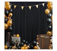 GMVZGQW Cortinas de fondo para boda, 2 unidades de 5 x 8/10 pies, sin arrugas, cortinas de fondo de satén blanco para bodas, fiestas de cumpleaños, fondo de fotografía para cumpleaños (negro, 150 x