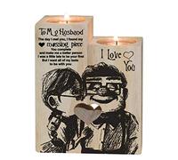 GMWD Portavelas de madera con forma de corazón para parejas, con texto en inglés «To Family», «You Are My Queen Forever», regalo decorativo para ocasiones románticas y sociales