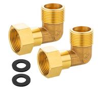 GmwyCzV 2 Piezas Codo de Latón 90° G3/4",DN20, Codo 90° Hembra/Macho Latón, con Rondella, Racor Roscado Racores Apto para Instalaciones de Agua y Sistemas de Calefacción Central