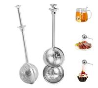 GmwyCzV 2 Piezas Infusor de té, Colador de té de acero inoxidable 304 con mango largo y malla fina, Multifuncional para filtrar té, hornear y esparcir harina, agitador de azúcar