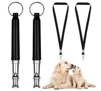 GmwyCzV 2 Piezas Silbato para Perros, Silbato Perros Adiestramiento Profesional con Cordones, Silbato Perro Ultrasonido, Silbato Ahuyenta Perros de Frecuencia Ajustable, para Adiestramiento (Negro)