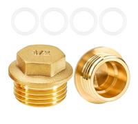 GmwyCzV 2 Piezas Tapón de Latón, 1/2 Pulgadas Tapa Ciego de Latón Hexagonal con Junta de Silicona, Tapón de Tubería de Agua Tapones para Grifos, Tuberías de Agua, Válvulas de Lavadora