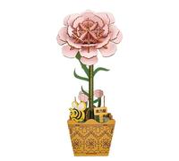 GmwyCzV Puzzle 3D Madera Pink Carnation, Maqueta de Flores Artificiales para Montar Adultos Niños, Home Decoration, para Navidad Cumpleaños Día de San Valentín Día de la Madre