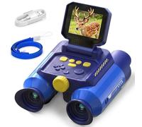 GMYGBY Prismaticos Niños con Cámara y Visión Nocturna - Azul | Juguetes Juego Niños Regalos de Cumpleaños Zoom Óptico 10x, Ideal para Birdwatching, Camping, Senderismo y Excursiones