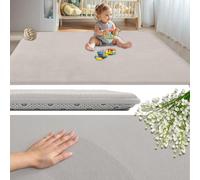 GmyoieqI Alfombra Bebe Acolchada 2CM para Habitación Infantil Tatami Gateo 100 x 250 cm Tapete Bebe Colchoneta Suelo Niños Antideslizante Lavable, Manta Juegos Bebes Relleno De Esponja Beige