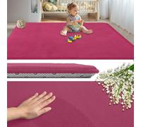 GmyoieqI Alfombra Bebe Acolchada 2CM para Habitación Infantil Tatami Gateo 180 x 280 cm Tapete Bebe Colchoneta Suelo Niños Antideslizante Lavable, Manta Juegos Bebes Relleno De Esponja Rojo Rosado
