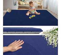 GmyoieqI Alfombra Bebe Acolchada 2CM para Habitación Infantil Tatami Gateo 190 x 320 cm Tapete Bebe Colchoneta Suelo Niños Antideslizante Lavable, Manta Juegos Bebes Relleno De Esponja Azul Oscuro