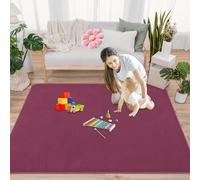 GmyoieqI Alfombras Gateo Bebe Antideslizante Lavable 3 CM Pelo Corto 120 x 120 cm Terciopelo Coral Tamaño Extra Alfombra Juegos Bebes Acolchada para Sala de Estar y Habitación de Niños Rojo Intenso