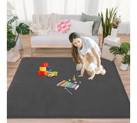 GmyoieqI Alfombras Gateo Bebe Antideslizante Lavable 3 CM Pelo Corto 200 x 290 cm Terciopelo Coral Tamaño Extra Alfombra Juegos Bebes Acolchada para Sala de Estar y Habitación de Niños Gris Oscuro