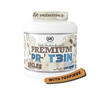 GN Nutrition Premium Protein 1 Kg | Sabor WHITE CHOCO CIRCLE con TOPPINGS | Ideal Para Crecimiento Muscular y Recuperación