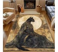 GNALEIEOG Alfombra Antideslizante con diseño de Gato Negro de la mitología egipcia para Dormitorio, 120 x 180 cm