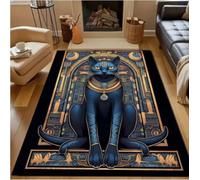 GNALEIEOG Alfombra Antideslizante con diseño de Gato Negro de la mitología egipcia para Dormitorio, 80 x 150 cm
