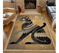 GNALEIEOG Alfombra Antideslizante con diseño de Gato Negro de la mitología egipcia para Dormitorio, 80 x 120 cm