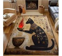 GNALEIEOG Alfombra Antideslizante con diseño de Gato Negro de la mitología egipcia para Dormitorio, 80 x 120 cm