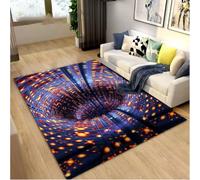 GNALEIEOG Alfombra Vortex Illusion, Alfombra Abstracta geométrica óptica, Felpudo Antideslizante, 100 x 160 cm