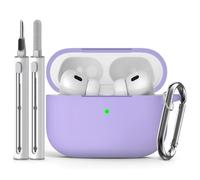 GNALIA 1 Funda + 1 Llavero + 1 Limpiador Funda Airpods Pro 2/1 Lila Claro, Estándar Con Carga Inalámbrica, Compatible Con Modelos 2019/2023 (Usb-C/Lightning)