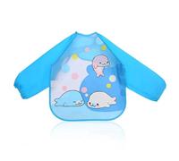 GNALIA 1 Pieza Baberos Con Mangas,Baberos Recien Nacido,Babero Manga Larga,Baberos Con Mangas Impermeables Bebe,Babetes Impermeável,Para Bebés 6-36 Meses Para Comer,Dibujar Y Jugar(Azul)