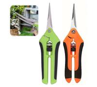GNALIA 2 Piezas Tijeras De Poder De Mano, Cuchillas Curvas Titanio Para Jardinería, Poda Árboles Flores Rosas Frutas Bonsáis, Longitud 16 Cm, Colores Naranja/Negro Y Verde/Negro