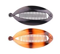 GNALIA 2 Pinzas Para El Pelo De Plátano Accesorios Para El Cabello Con Perlas De Cola De Pez Para Cabello Grueso Y Rizado Negro Y Color Carey