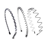 GNALIA 3 Piezas Diadema De Metal Negro Banda Pelo Ondulado Para Yoga Deportes Actividades Al Aire Libre