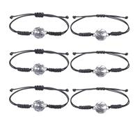 GNALIA 6 Pcs Pulsera Letra Inicial A-Z Acero Inoxidable con Hilo Encerado Pulsera Mujer O Hombre con Inicial De Nombre Pulsera Corazón con Letra Grabado Regalo para Madre Hija Amiga Novia Negro