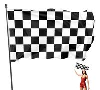 GNALIA Bandera One Piece Carrera A Cuadros 90X150 Cm, Bandera Deportes Motor Blanca Y Negra Con Ojales Y Doble Costura, Resistente A La Intemperie Para Fórmula 1, 1 Pieza