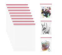 GNALIA Bolsas Ziploc 100 Unidades 4X6 Cm Cierre Hermético Transparentes Con Borde Rojo Pequeñas Autocierre