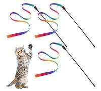 GNALIA Cat Toy, 3 Unidades Varita Interactiva Para Gatos Con Cintas Arcoíris, Juguete Entrenamiento Mascotas, Lazo Colorido Tamaño Único 30Cm