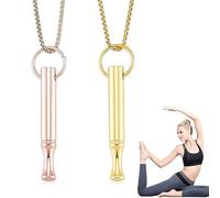 GNALIA Cigarros Para Dejar De Fumar Collar V2, 2 Unidades, Sin Humo, Ayuda Para Dejar De Fumar, Cadena Con Silbato, Collar De Respiración Con Resistencia, Cadena 60Cm, Acero