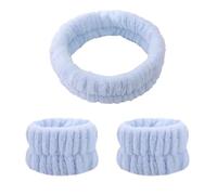 GNALIA Conjunto de Diadema para Mujer y Dos Puños de Cuidado - Ideal para Maquillaje (Azul)