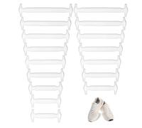 GNALIA Cordones Elásticos, 8 Pares 16 Unidades, Goma Silicona Sin Atar Blanco, Talla Única 8 Tamaños, Para Zapatillas Deportivas Zapatos Lino Botas Niños Adultos