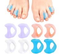 GNALIA Corrector Dedo Martillo, 4 Pares Separadores De Dedos Transparente, Morado, Azul Y Beige, Correctores Para Dedos Superpuestos, Alivio Juanetes Tamaño Estándar